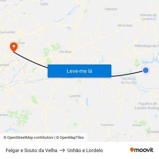 Felgar e Souto da Velha to Unhão e Lordelo map