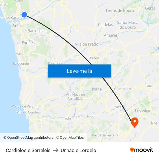 Cardielos e Serreleis to Unhão e Lordelo map