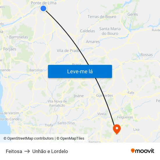 Feitosa to Unhão e Lordelo map