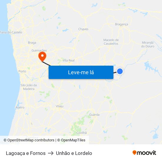 Lagoaça e Fornos to Unhão e Lordelo map