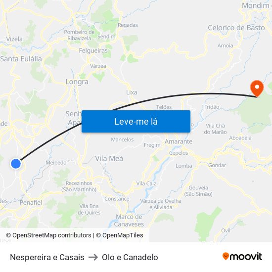 Nespereira e Casais to Olo e Canadelo map