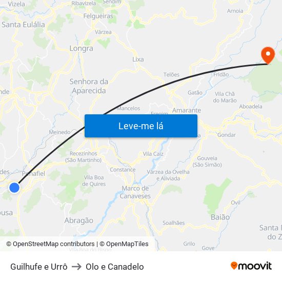 Guilhufe e Urrô to Olo e Canadelo map