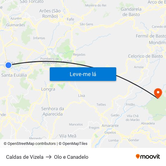 Caldas de Vizela to Olo e Canadelo map