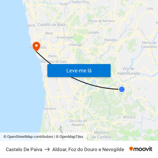 Castelo De Paiva to Aldoar, Foz do Douro e Nevogilde map
