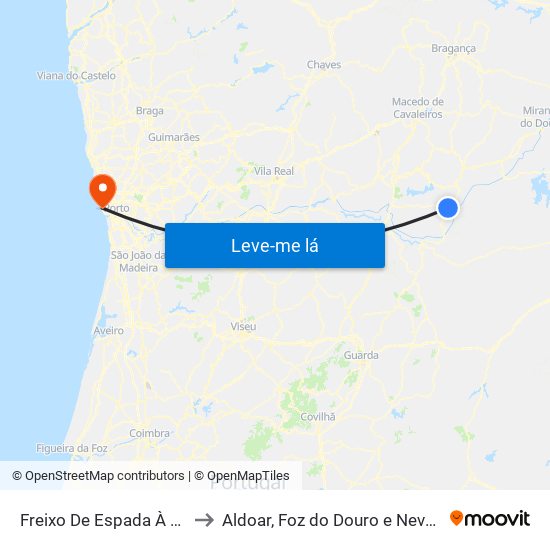 Freixo De Espada À Cinta to Aldoar, Foz do Douro e Nevogilde map