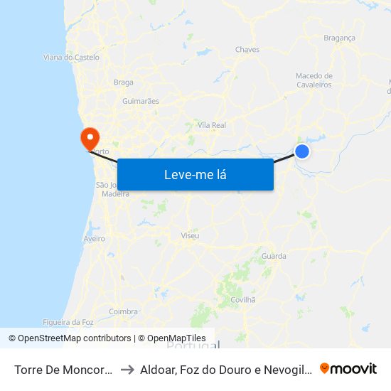 Torre De Moncorvo to Aldoar, Foz do Douro e Nevogilde map