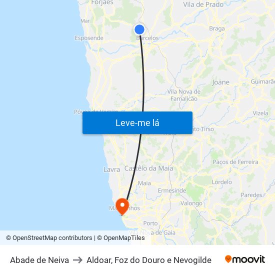 Abade de Neiva to Aldoar, Foz do Douro e Nevogilde map