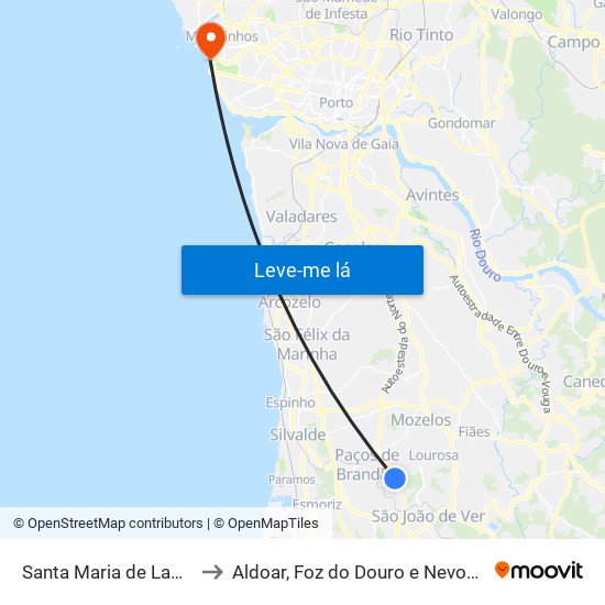 Santa Maria de Lamas to Aldoar, Foz do Douro e Nevogilde map