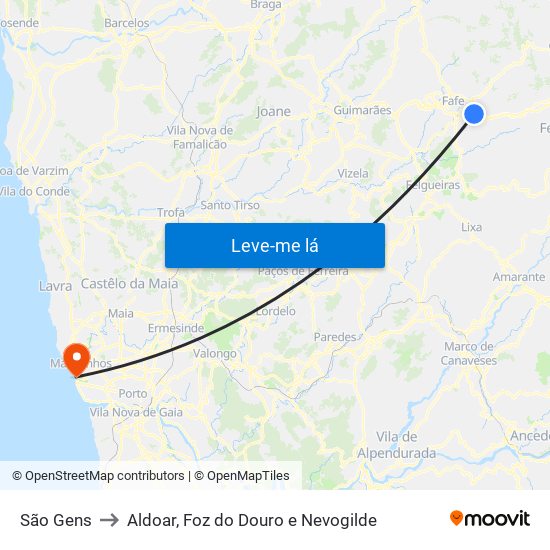 São Gens to Aldoar, Foz do Douro e Nevogilde map