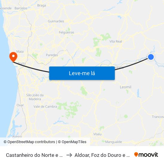 Castanheiro do Norte e Ribalonga to Aldoar, Foz do Douro e Nevogilde map