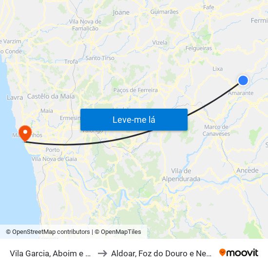 Vila Garcia, Aboim e Chapa to Aldoar, Foz do Douro e Nevogilde map