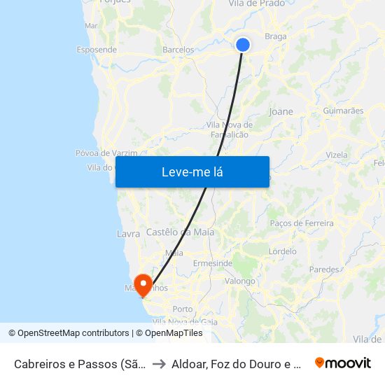 Cabreiros e Passos (São Julião) to Aldoar, Foz do Douro e Nevogilde map
