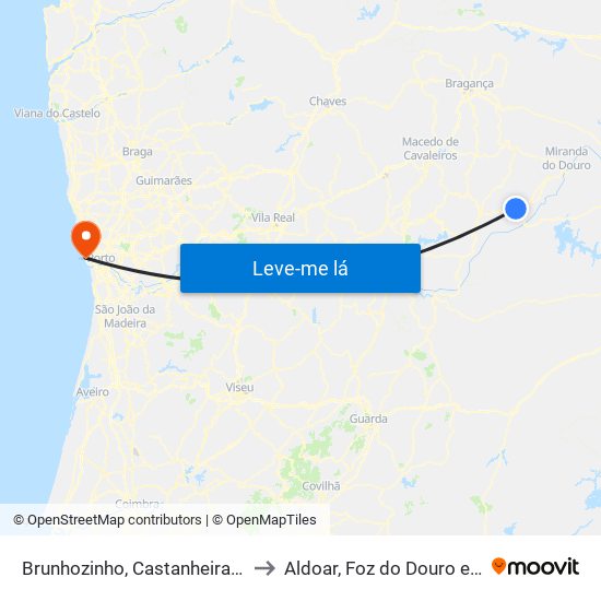 Brunhozinho, Castanheira e Sanhoane to Aldoar, Foz do Douro e Nevogilde map