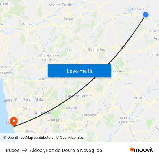 Bucos to Aldoar, Foz do Douro e Nevogilde map