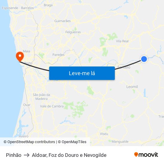 Pinhão to Aldoar, Foz do Douro e Nevogilde map