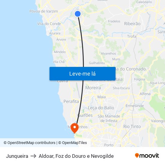 Junqueira to Aldoar, Foz do Douro e Nevogilde map