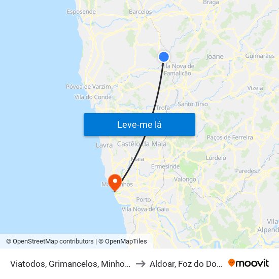 Viatodos, Grimancelos, Minhotães e Monte de Fralães to Aldoar, Foz do Douro e Nevogilde map