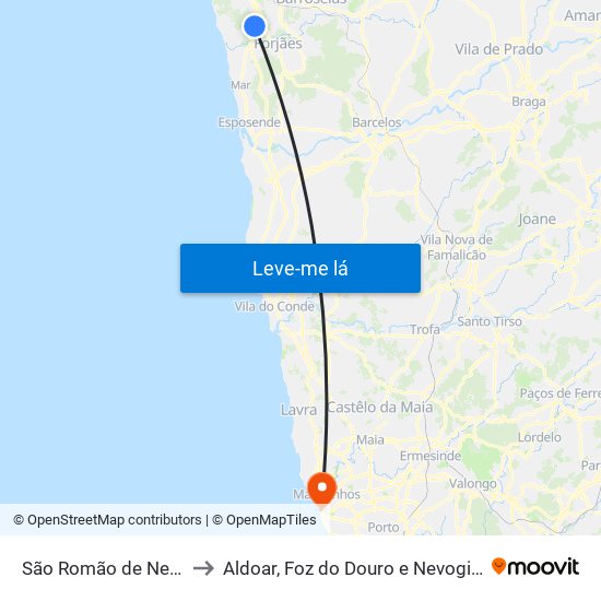 São Romão de Neiva to Aldoar, Foz do Douro e Nevogilde map