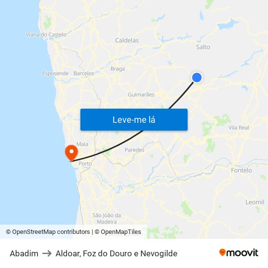 Abadim to Aldoar, Foz do Douro e Nevogilde map