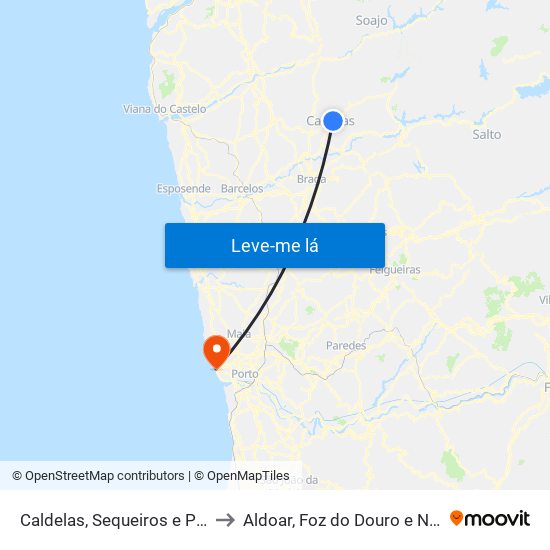 Caldelas, Sequeiros e Paranhos to Aldoar, Foz do Douro e Nevogilde map
