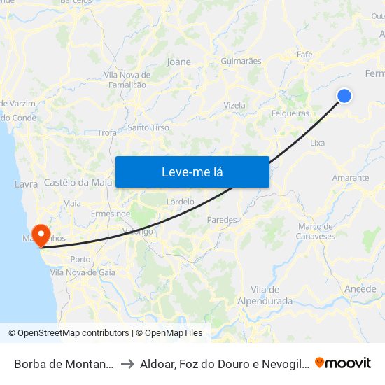 Borba de Montanha to Aldoar, Foz do Douro e Nevogilde map