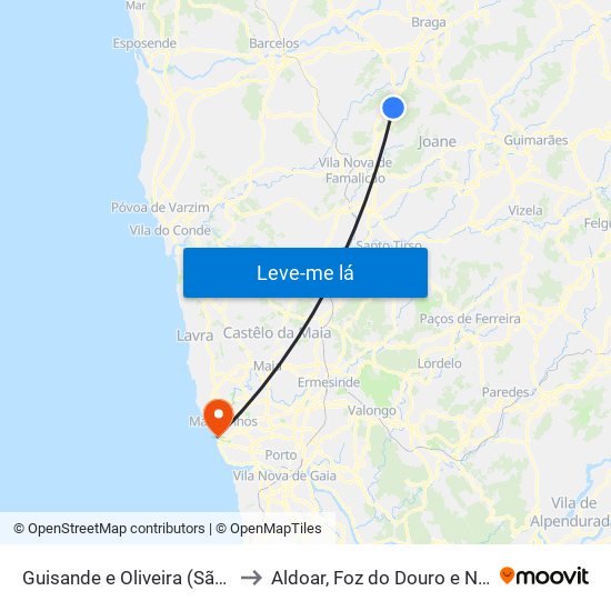 Guisande e Oliveira (São Pedro) to Aldoar, Foz do Douro e Nevogilde map