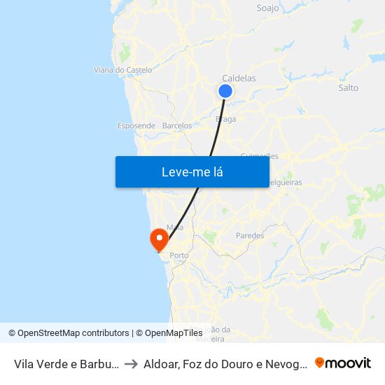 Vila Verde e Barbudo to Aldoar, Foz do Douro e Nevogilde map