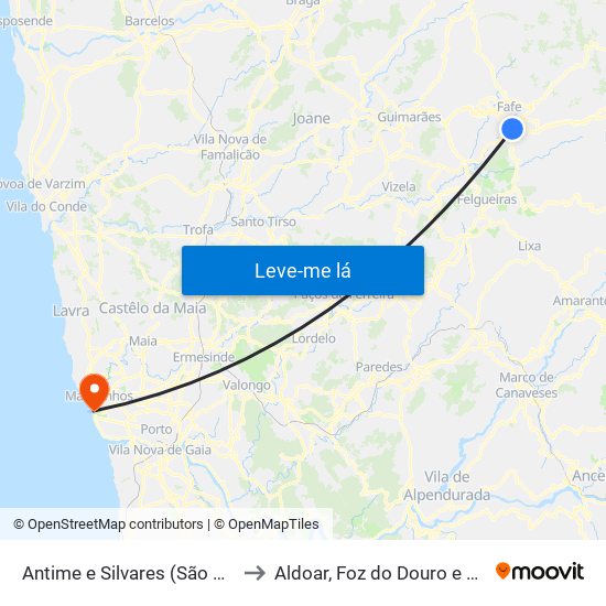 Antime e Silvares (São Clemente) to Aldoar, Foz do Douro e Nevogilde map