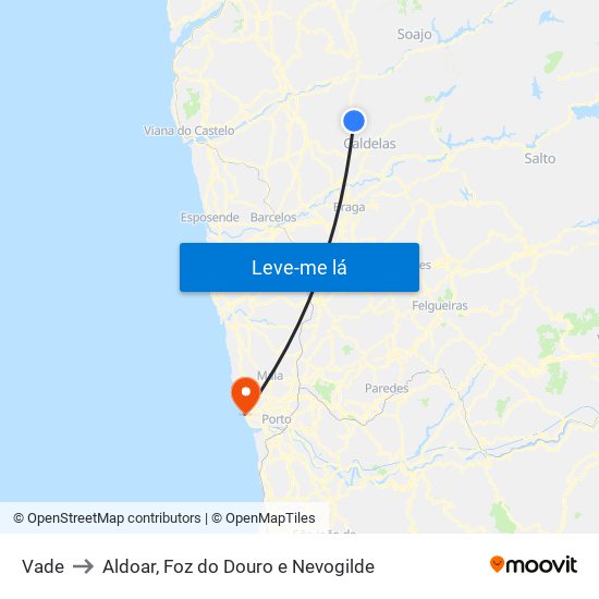 Vade to Aldoar, Foz do Douro e Nevogilde map