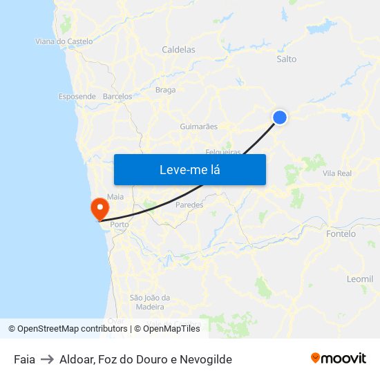 Faia to Aldoar, Foz do Douro e Nevogilde map