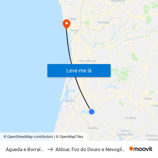 Águeda e Borralha to Aldoar, Foz do Douro e Nevogilde map