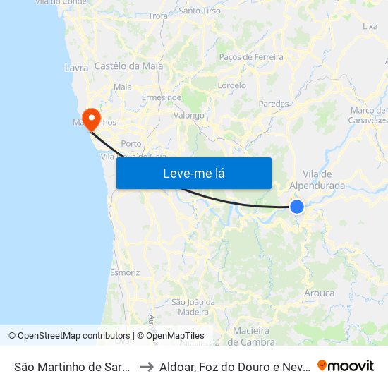 São Martinho de Sardoura to Aldoar, Foz do Douro e Nevogilde map