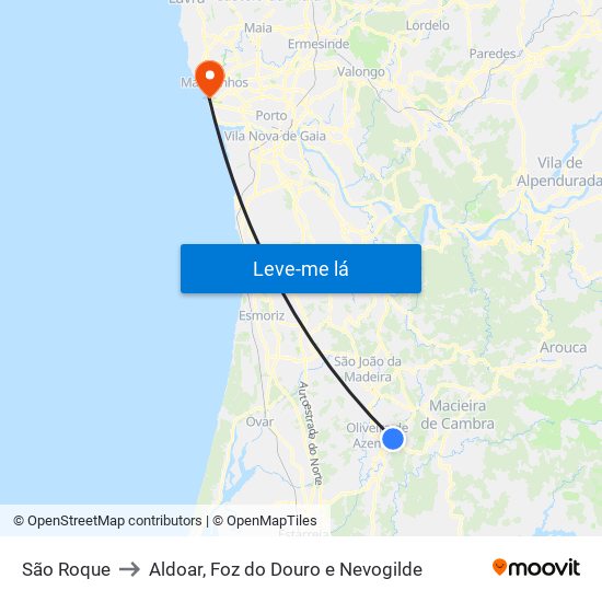 São Roque to Aldoar, Foz do Douro e Nevogilde map