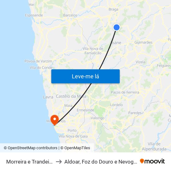 Morreira e Trandeiras to Aldoar, Foz do Douro e Nevogilde map