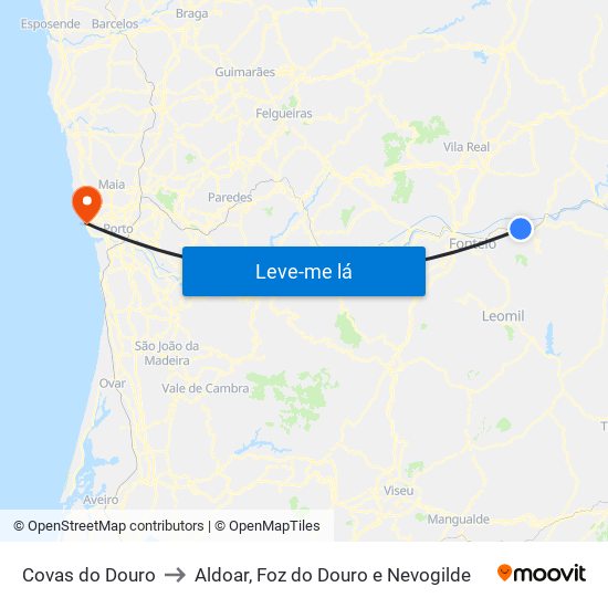 Covas do Douro to Aldoar, Foz do Douro e Nevogilde map