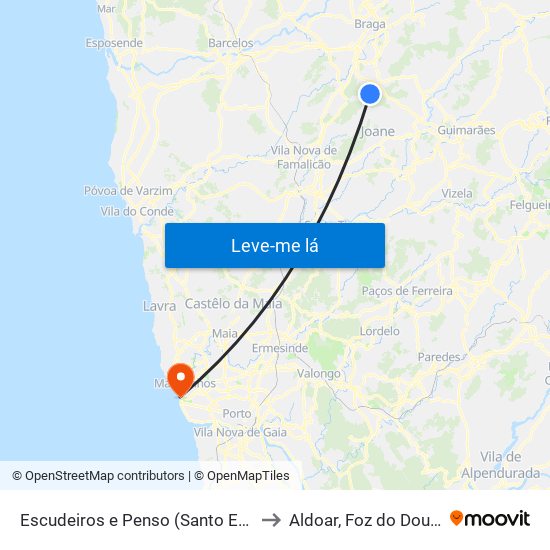 Escudeiros e Penso (Santo Estêvão e São Vicente) to Aldoar, Foz do Douro e Nevogilde map