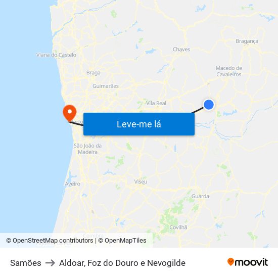 Samões to Aldoar, Foz do Douro e Nevogilde map