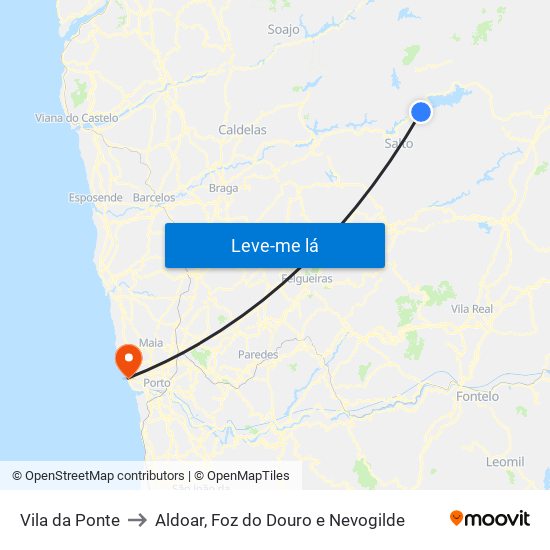 Vila da Ponte to Aldoar, Foz do Douro e Nevogilde map