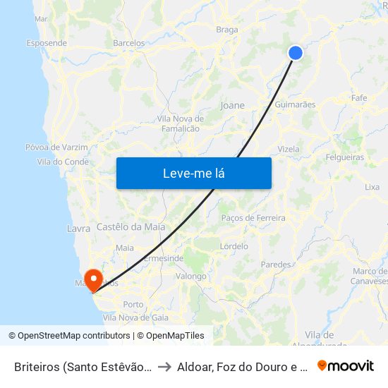 Briteiros (Santo Estêvão) e Donim to Aldoar, Foz do Douro e Nevogilde map