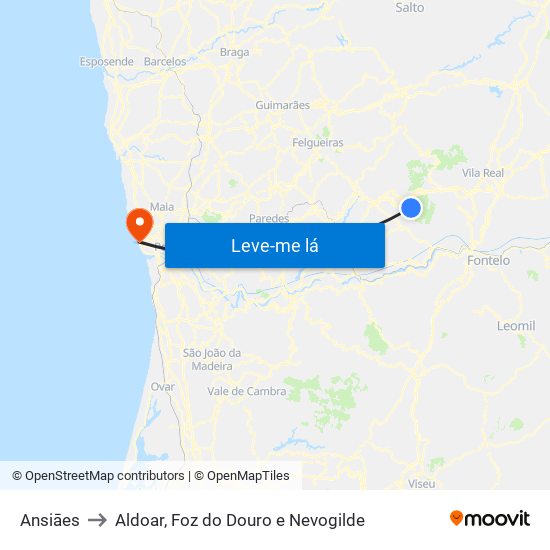 Ansiāes to Aldoar, Foz do Douro e Nevogilde map