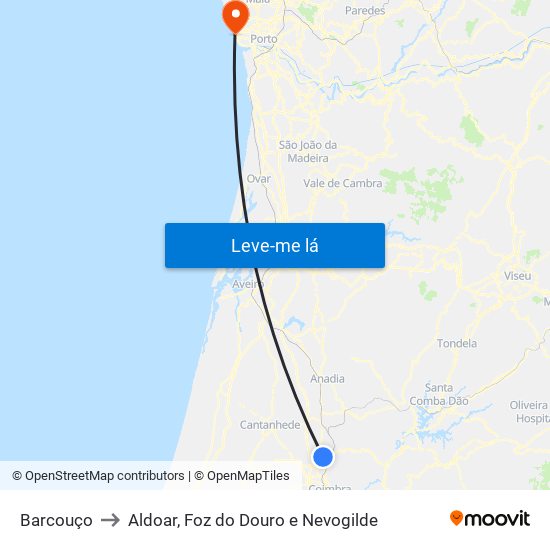 Barcouço to Aldoar, Foz do Douro e Nevogilde map