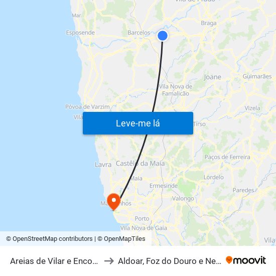 Areias de Vilar e Encourados to Aldoar, Foz do Douro e Nevogilde map