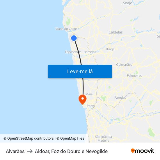 Alvarães to Aldoar, Foz do Douro e Nevogilde map