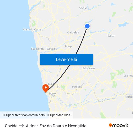 Covide to Aldoar, Foz do Douro e Nevogilde map