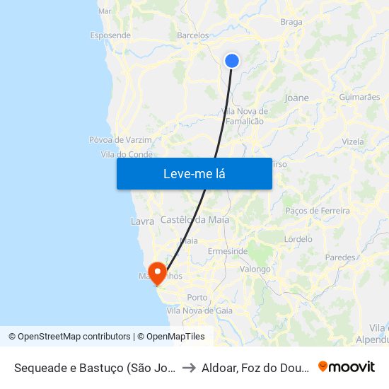 Sequeade e Bastuço (São João e Santo Estêvão) to Aldoar, Foz do Douro e Nevogilde map