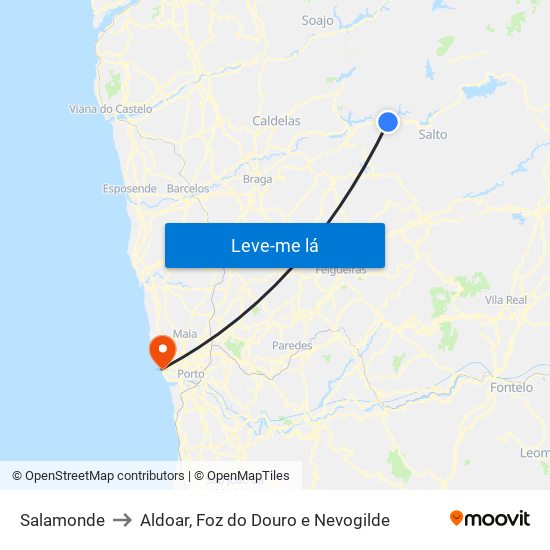 Salamonde to Aldoar, Foz do Douro e Nevogilde map