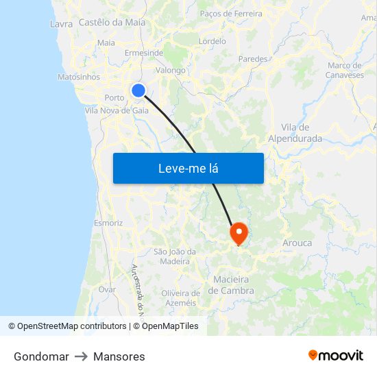 Gondomar to Mansores map