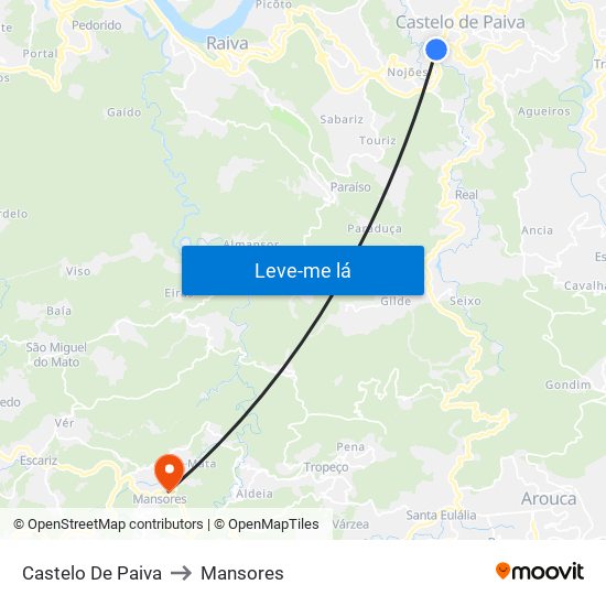 Castelo De Paiva to Mansores map