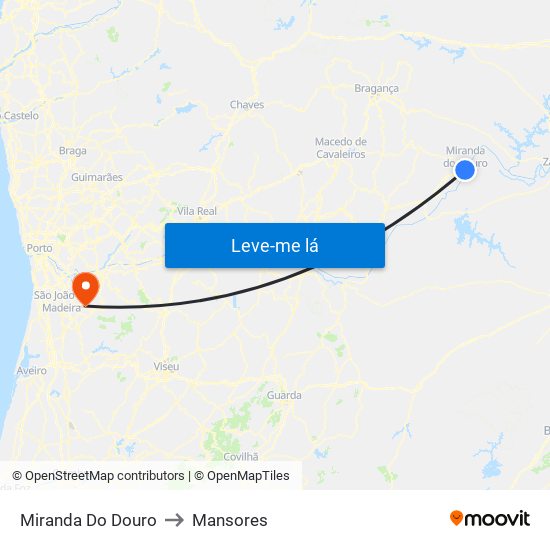 Miranda Do Douro to Mansores map