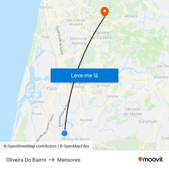 Oliveira Do Bairro to Mansores map